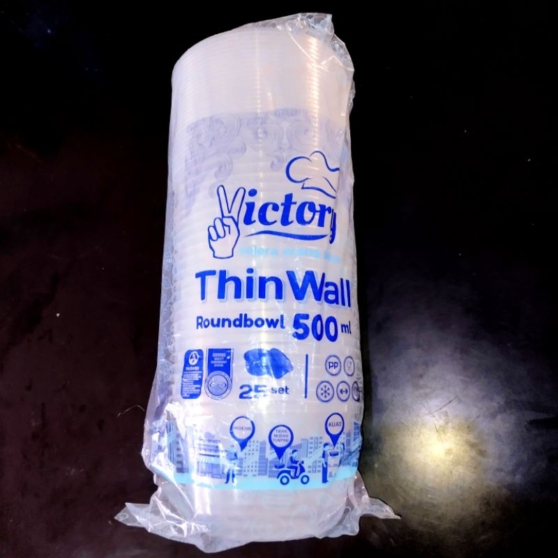 THINWALL VICTORY ROUNDBOWL 500ml/Wadah makan plastik/mangkok plastik