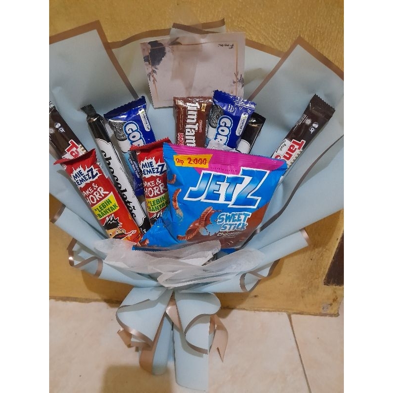

Buket Bouquet Snack Jajanan Murah Free Packing Kardus