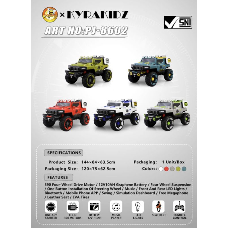 Mainan Mobil Aki Jeep Hummer Pacific 8602 PJ8602 PJ-8602