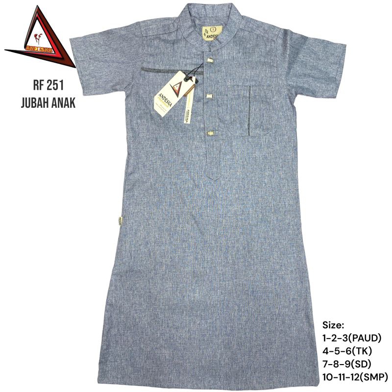Gamis anak laki laki jubah anak laki laki katun Madinah polos kancing jepret anak tanggung size 789