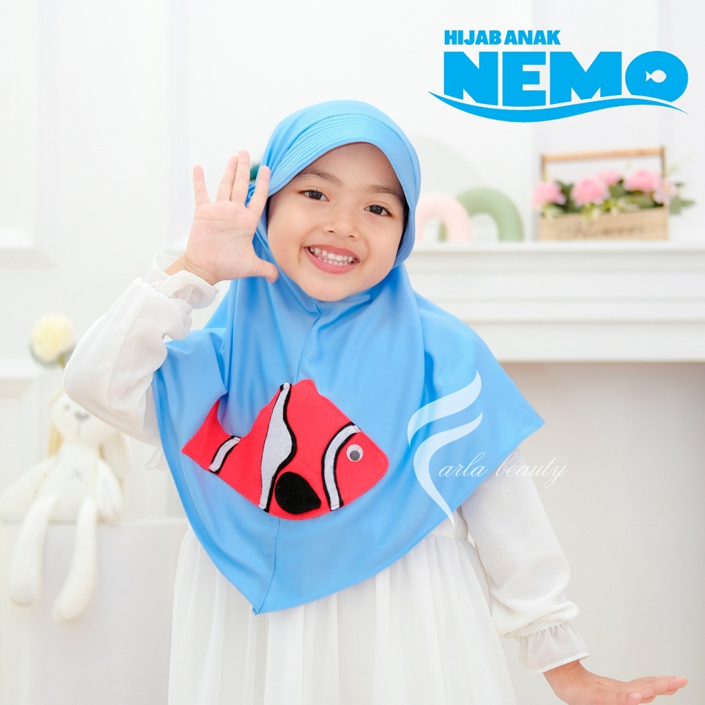 COD KERUDUNG TK KARAKTER LUCU NEMO MURAH JILBAB ANAK PEREMPUAN TERBARU 2024 HIJAB INSTAN PAUD JERSEY