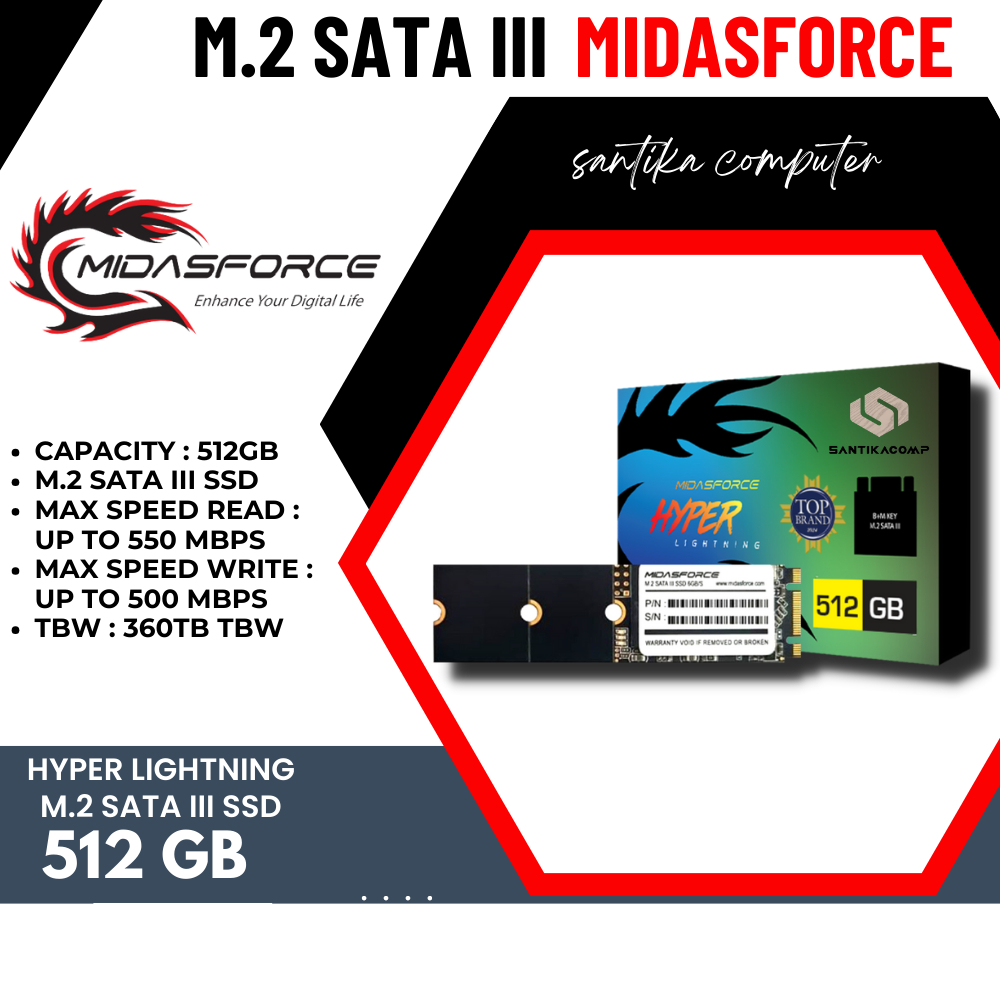 M.2 MIDASFORCE 512GB SSD HYPER LIGHTNING (M2-0512-HG)