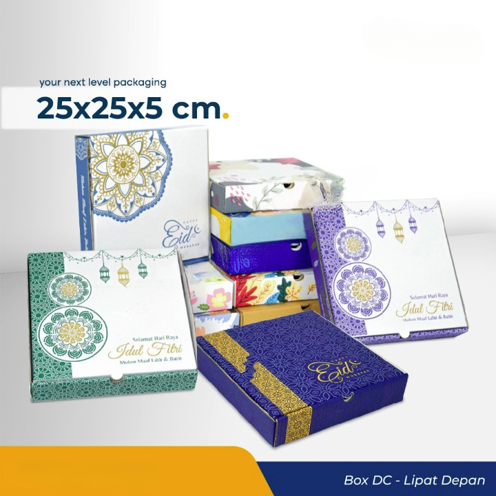 ( 1 pcs ) Kardus Kotak Idul Fitri Hampers Kue Kering Isi 4 Toples Bulat Ukuran 25x25x5cm Box Packagi