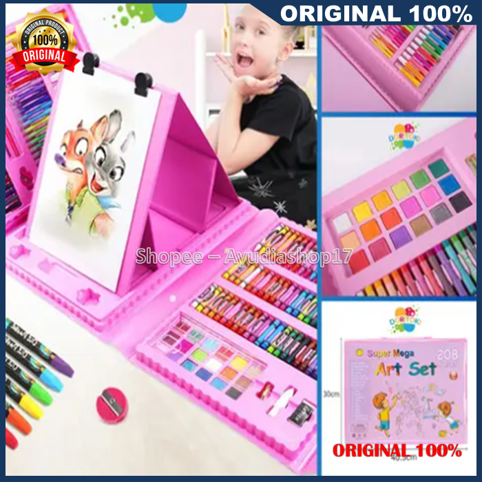 

Crayon Pensil Warna Cat Air 208pcs Set Alat Menggambar Melukis Anak 100% ASLI