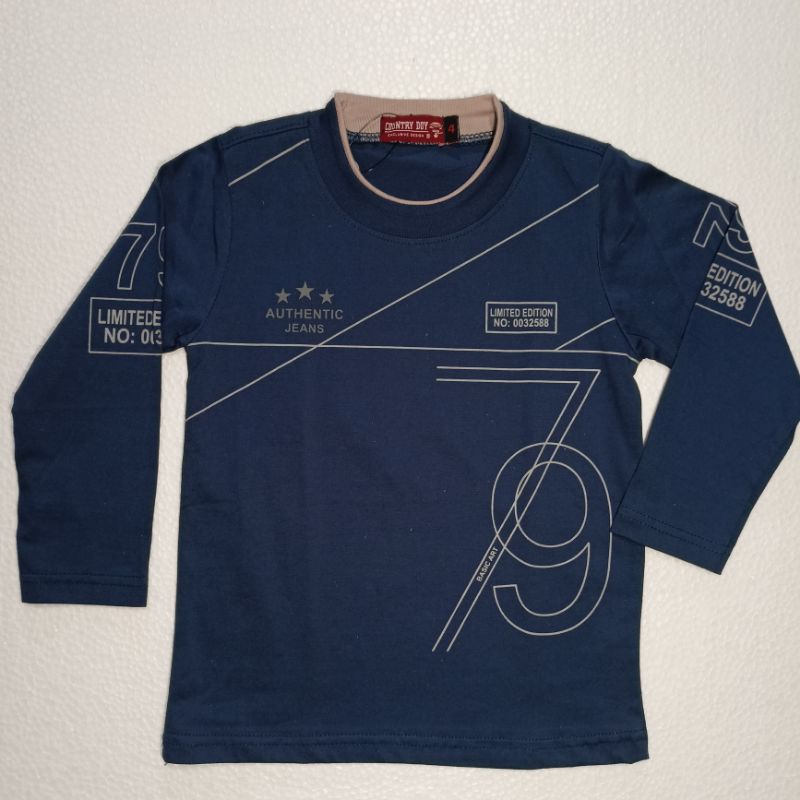 kaos anak Country doy atasan lengan panjang  0032588 biru