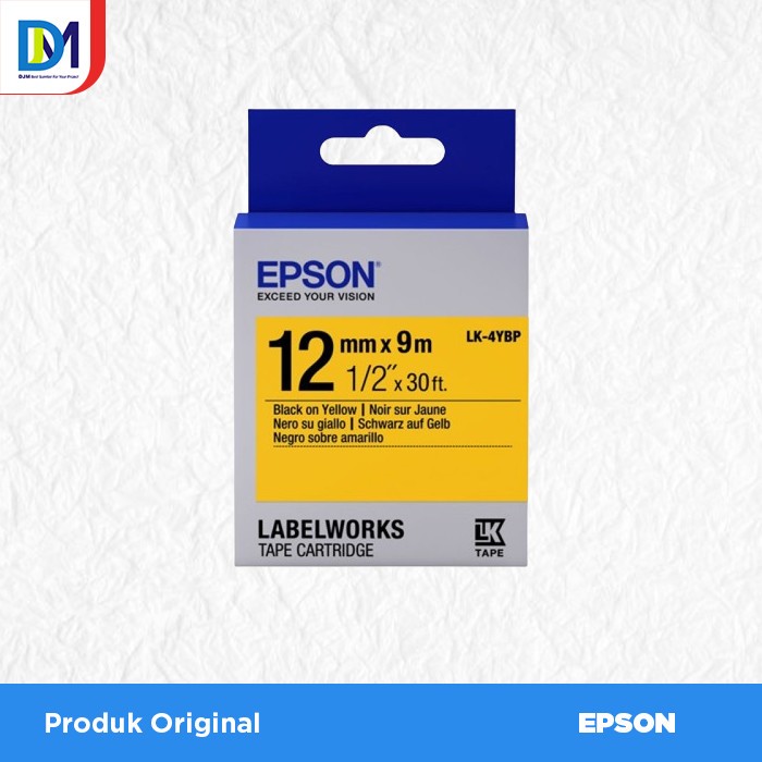 

Label 12mm Black On Yellow 9m Label Works Tape Cartridge LK-4YBP Epson