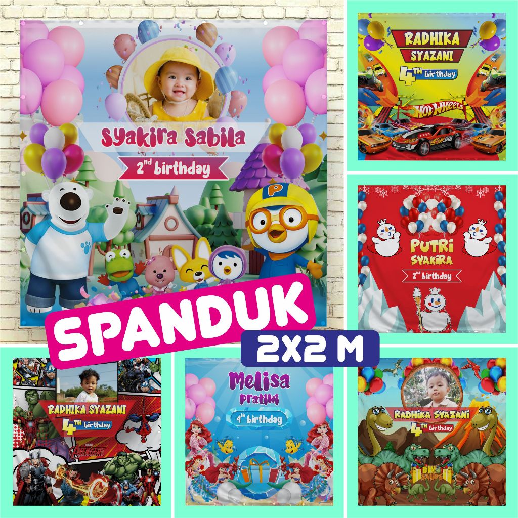 Spanduk (ukuran 2M X 2M) Ulang Tahun Anak Cowok & Cewek / Cetak Banner Ultah / Birthday