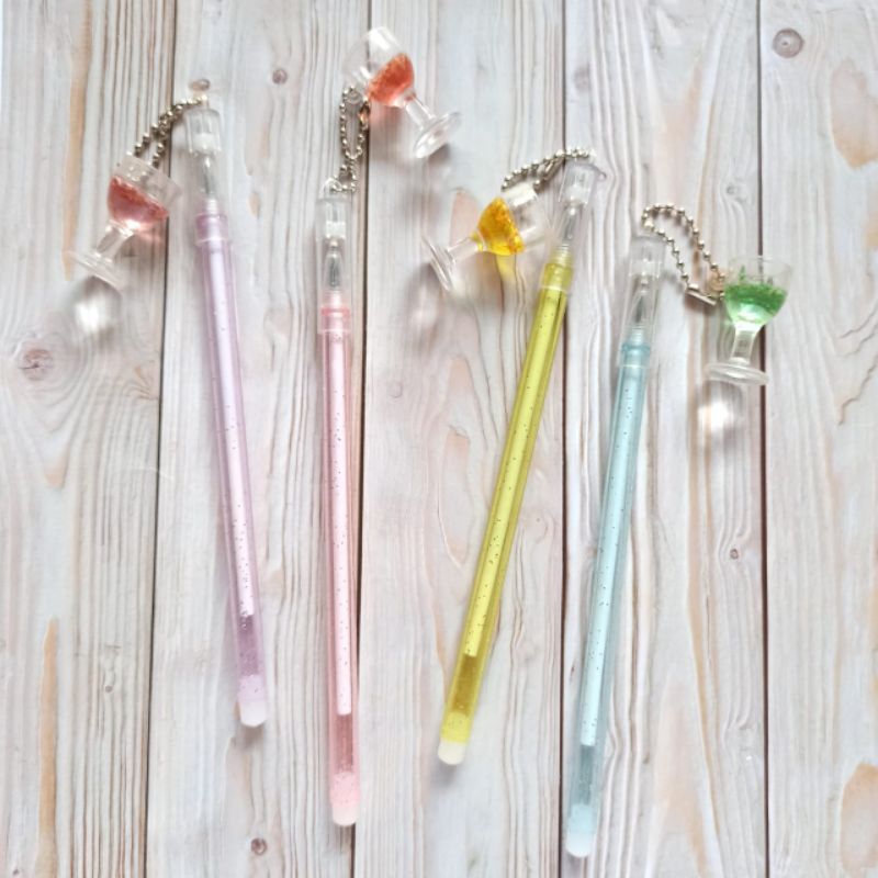

Pulpen Gel Model Gantungan Gelas/Pen Gel Unik Lucu/Ballpen Anak Anak