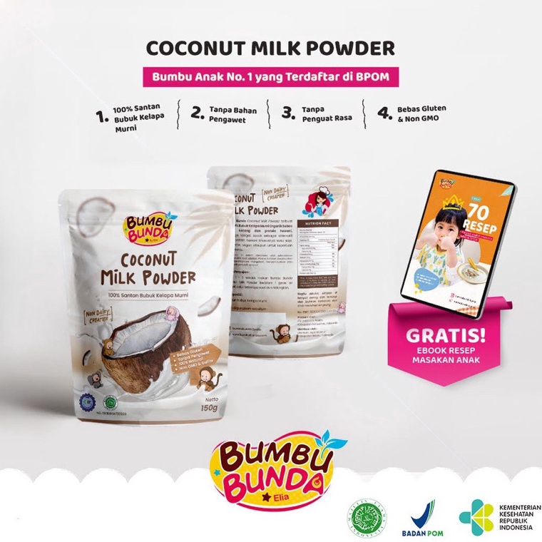 

KODE R24E Bumbu Bunda santan by Elia Organic Coconut Milk Powder Santan Bubuk Organik 1 Kelapa Murni Non Pengawet Gluten Free Sumber Serat