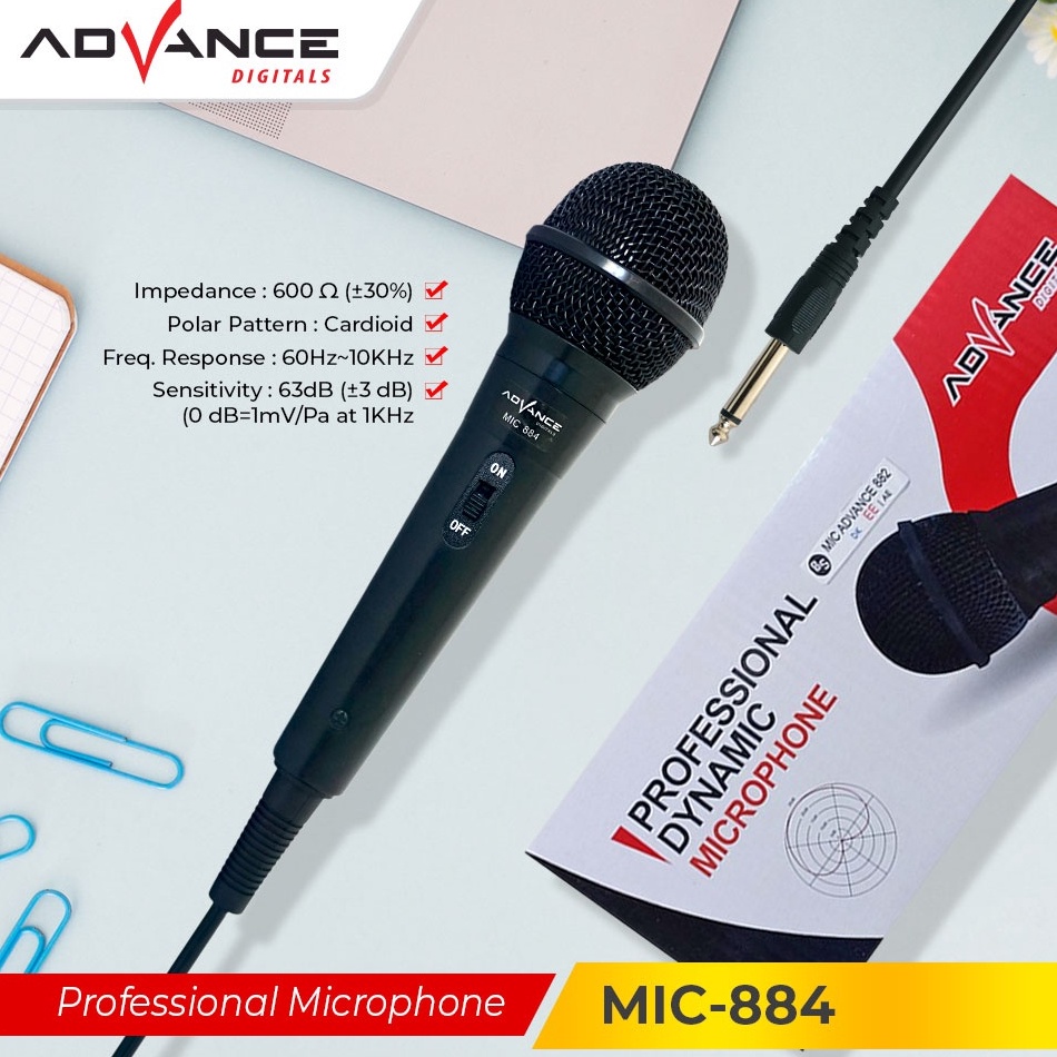ART K5B READY STOCK ADVANCE Mic Kabel Jack Besar 65mm Karaoke Panjang 3 Meter Profesional Dynamic Microphone  Garansi Resmi 1 tahun