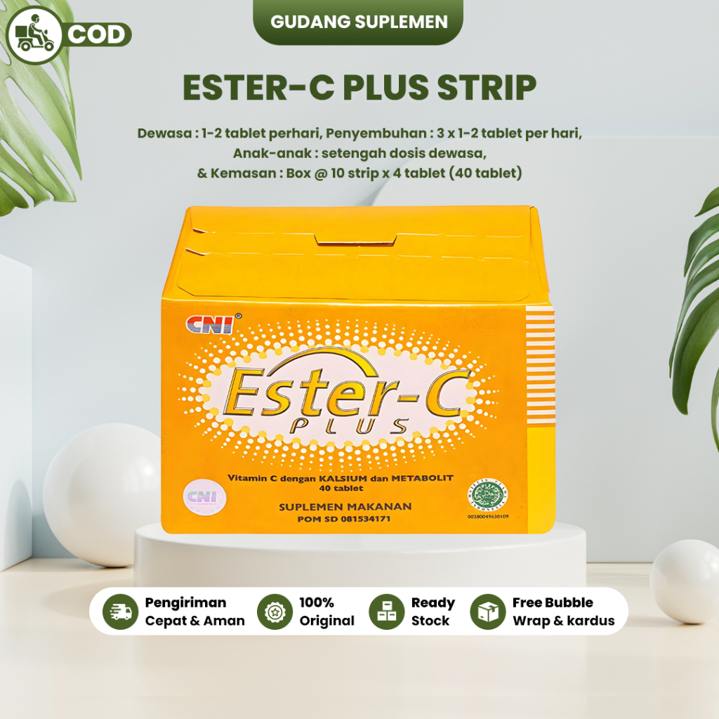 CNI Ester-C Plus Strip 40 tablet Suplemen Untuk Meningkatkan Daya Tahan Tubuh