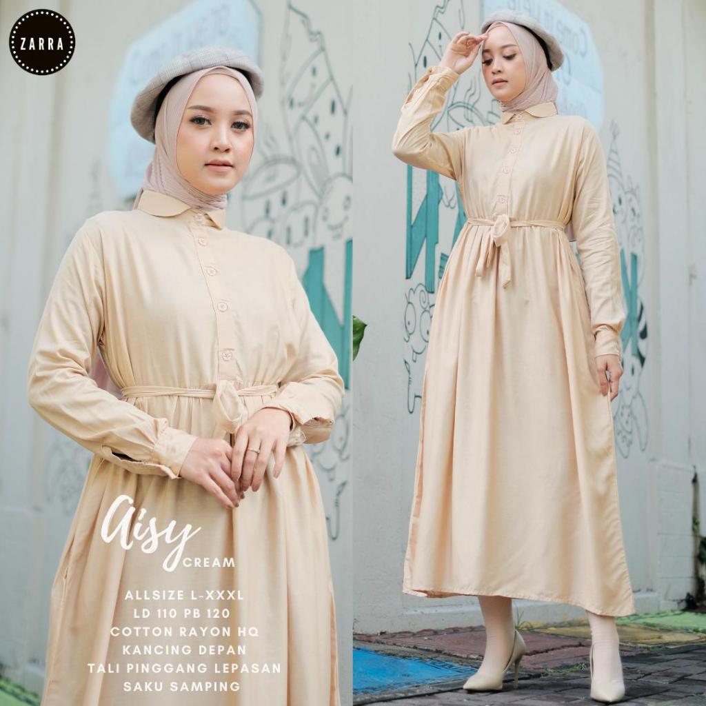 Basic Sada by Aska Label - Gamis polos dengan kantong dan busui friendly bahan crepe warna putih off