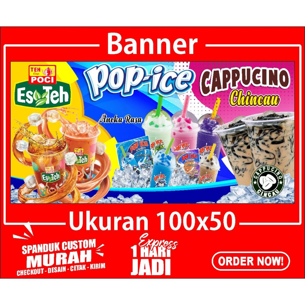 Banner Aneka Minuman, Spanduk Aneka Minuman 100x50 cm COD, Banner Aneka Minuman, Spanduk Aneka Minum