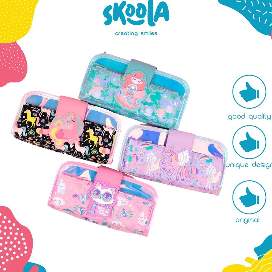 

Diskon Skoola Tempat Pensil Lipat 3 Pencil Case Threefold Anak Perempuan Lucu Unicorn Cat Mermaid Pensy SAI