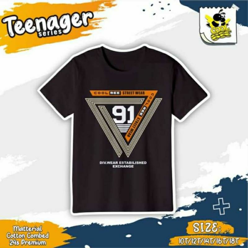 COOL BEE kaos anak TEEN  series size 12 - 20T boys
