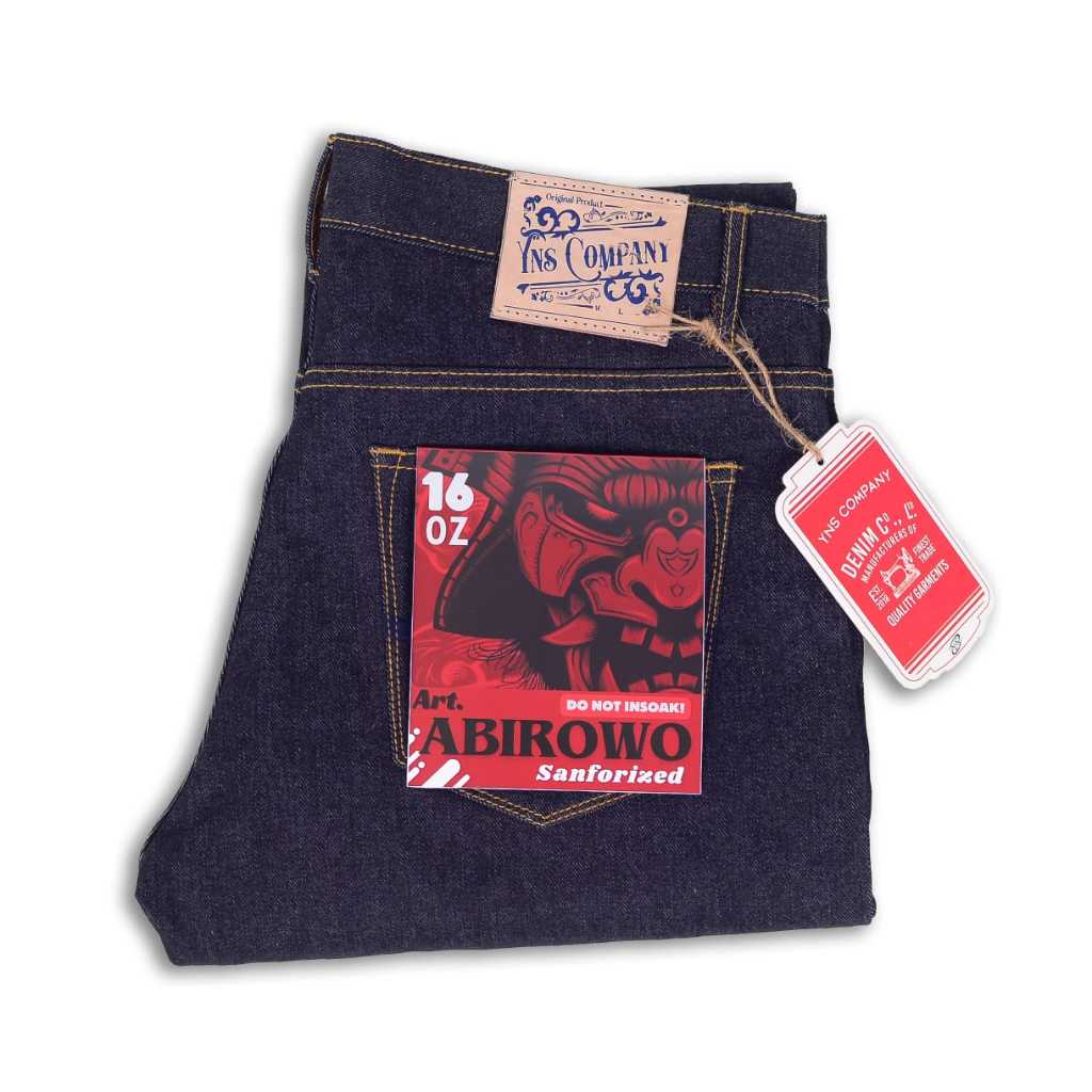 YNS COMPANY - Art Abirowo 16 Oz - Celana Jeans Pria Raw Selvedge Accent Deep Indigo