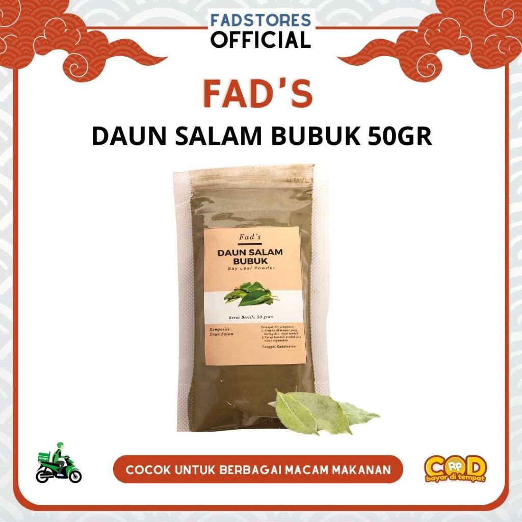 

Daun Salam Bubuk 50gr - Bay Leaves Powder 50gr - Fad's Rempah Bubuk