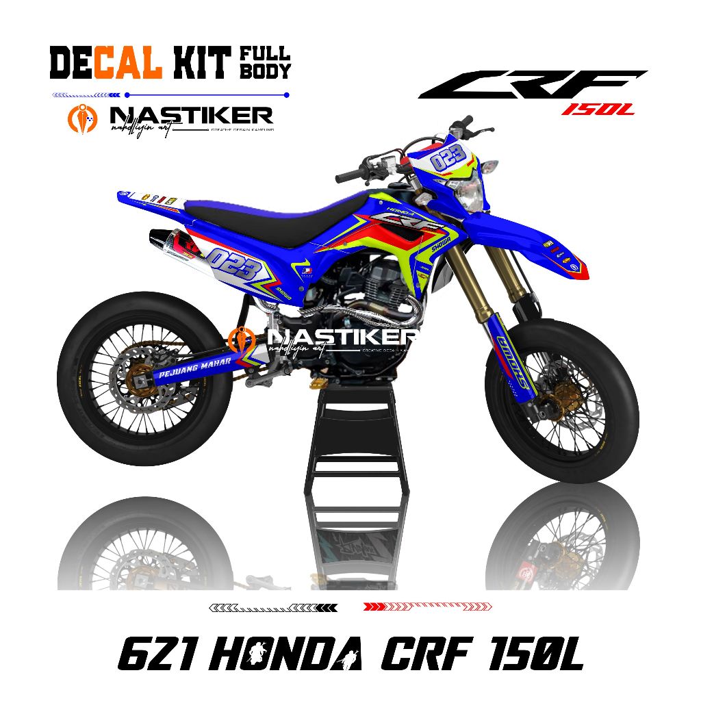 decal kit honda crf 150l fullbody biru putih - decal crf 150 l simple desain bebas