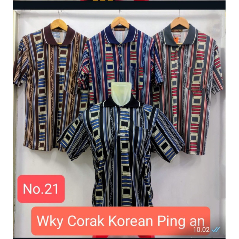 Kaos Krah polo Kerah Pria Lengan Pendek Motif Batik Corak Korea Keren Terbaru - Kaos Wangki Fullprin
