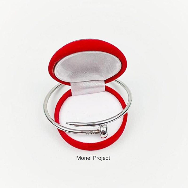 Gelang Baja Putih Monel Anak Dewasa Model Paku (Anti Karat)