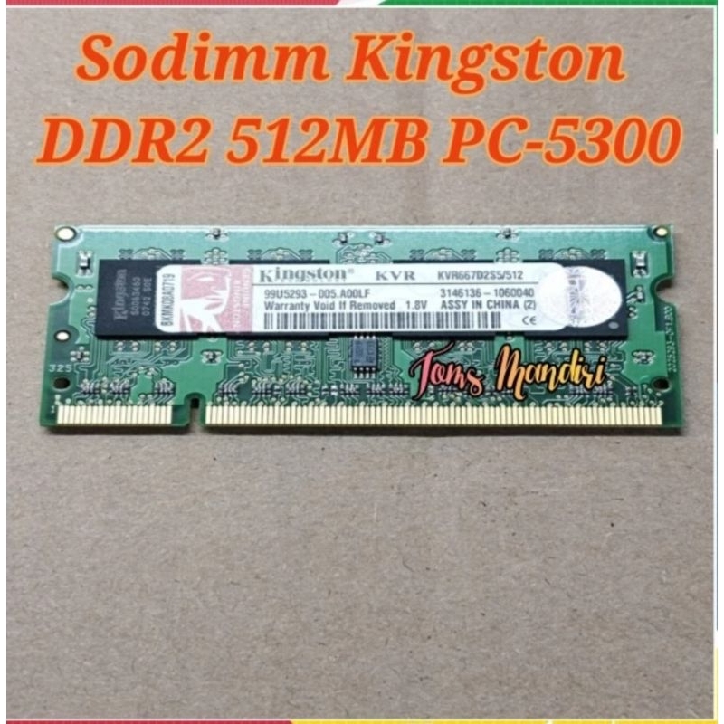 Memori SODIMM Kingston 512MB DDR2 PC5300 for Laptop