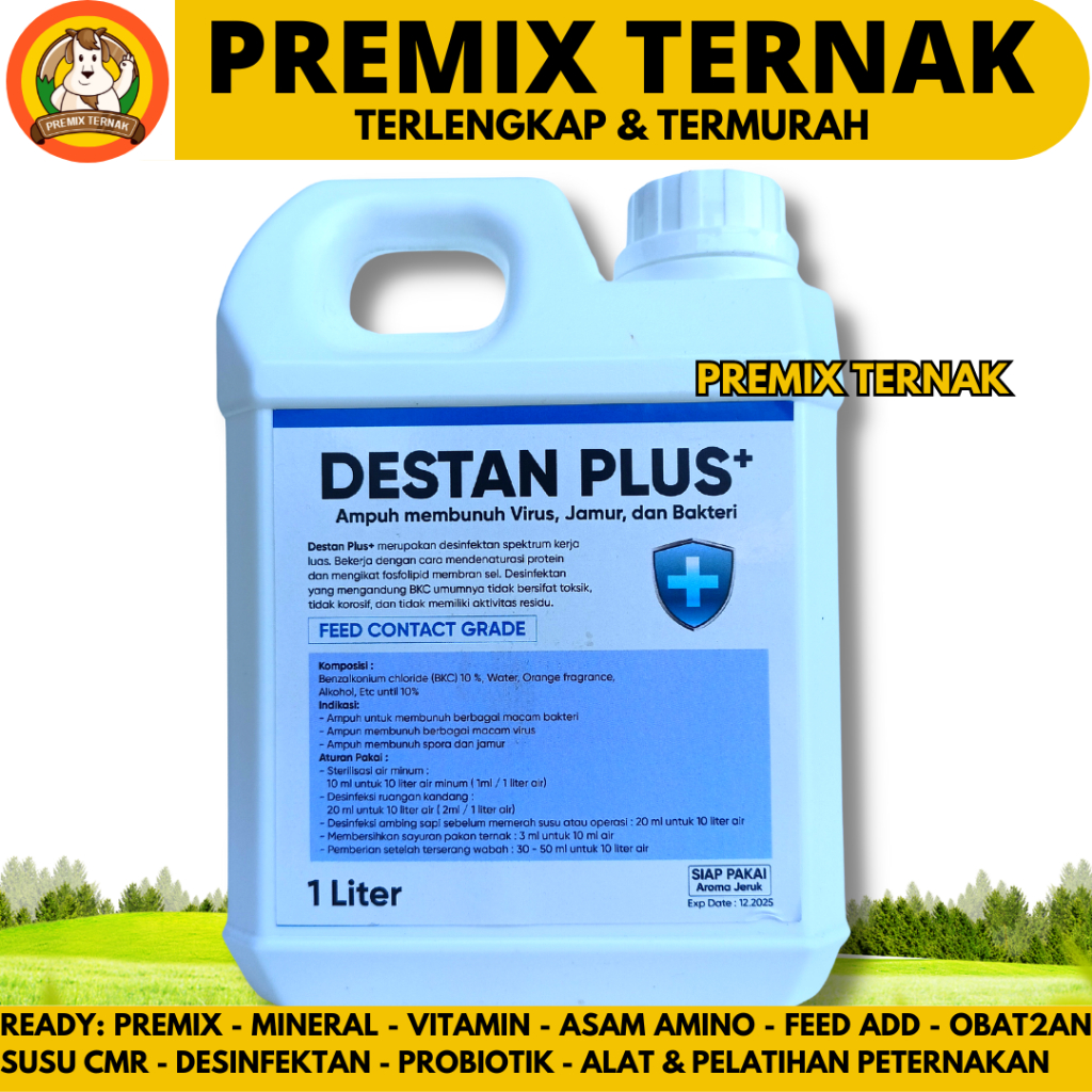 DESINFEKTAN KANDANG DESTAN PLUS 1 LITER - Disinfektan BKC 10%  - Desinfektan Ayam Bebek Sapi Kambing