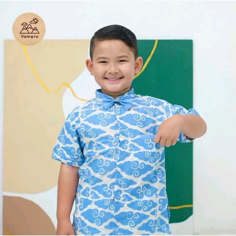 VAMERU - KEMEJA BATIK ANAK BAYI SD SMP SEKOLAH CAP PASTEL GARUTAN