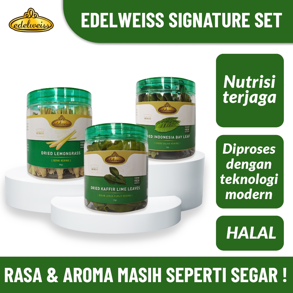 

Edelweiss Signature Set (Daun Jeruk, Daun Salam, Serai Kering)