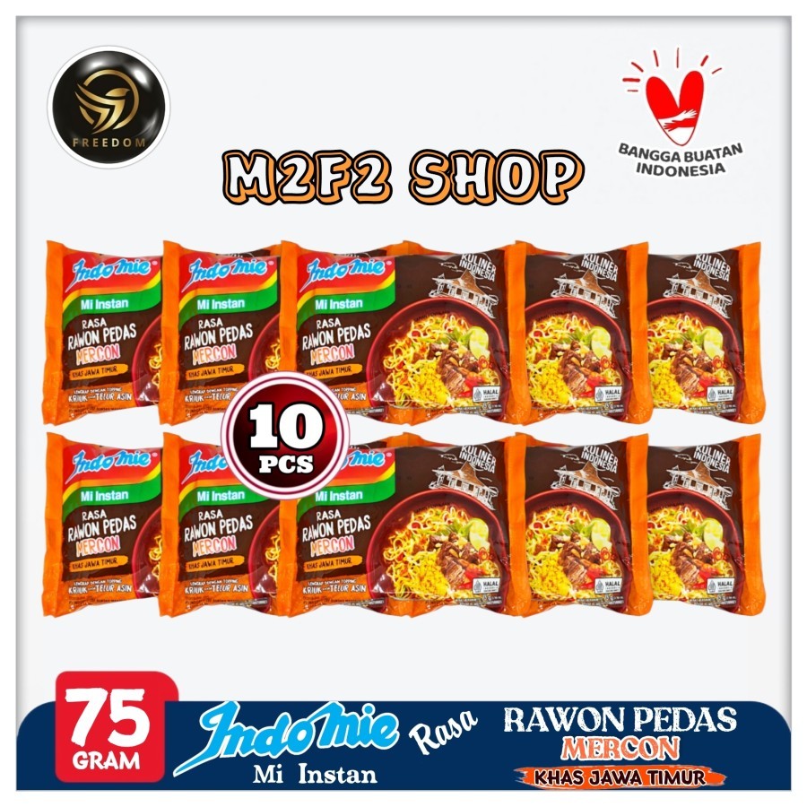 

Indomie Mie Instant Kuah Rasa Rawon Pedas Mercon | Bag - 75 gr (Kemasan 10 Pcs)