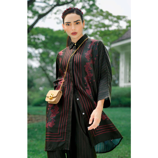 Benang Jarum Aquila Batwing Tunic - Crimson FREE SIZE