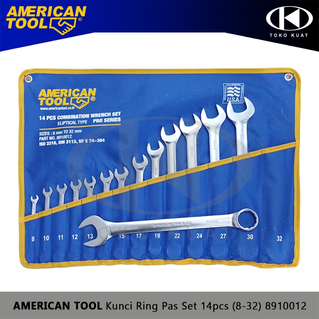Kunci Ring Pas Set 14pcs 8-32mm AMERICAN TOOLS Wrench Set - 8910012