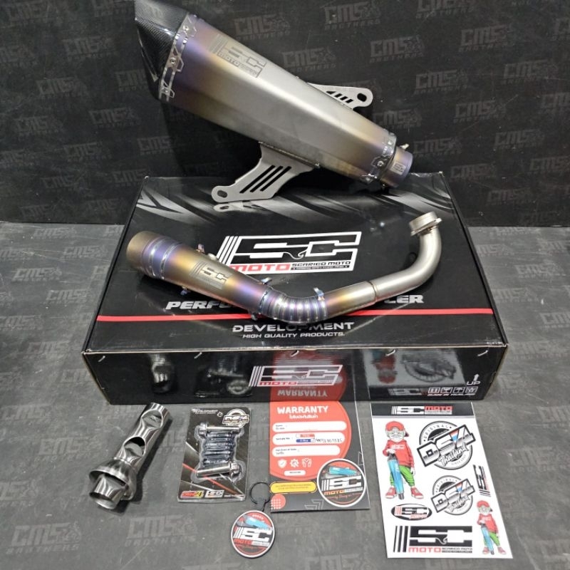 Knalpot Sc Moto Titanium Mate Grey Leheran Purple Xmax 250 New