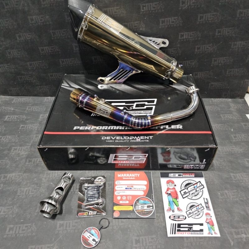 Knalpot Sc Moto  Titanium Gold Shinny End Cup Carbon Xmax 250 New
