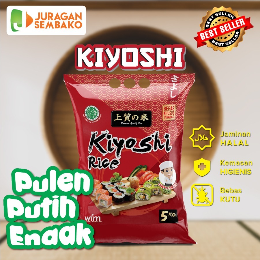 

Beras Jepang kiyoshi 5Kg- HALAL - lengket cocok untuk sushi