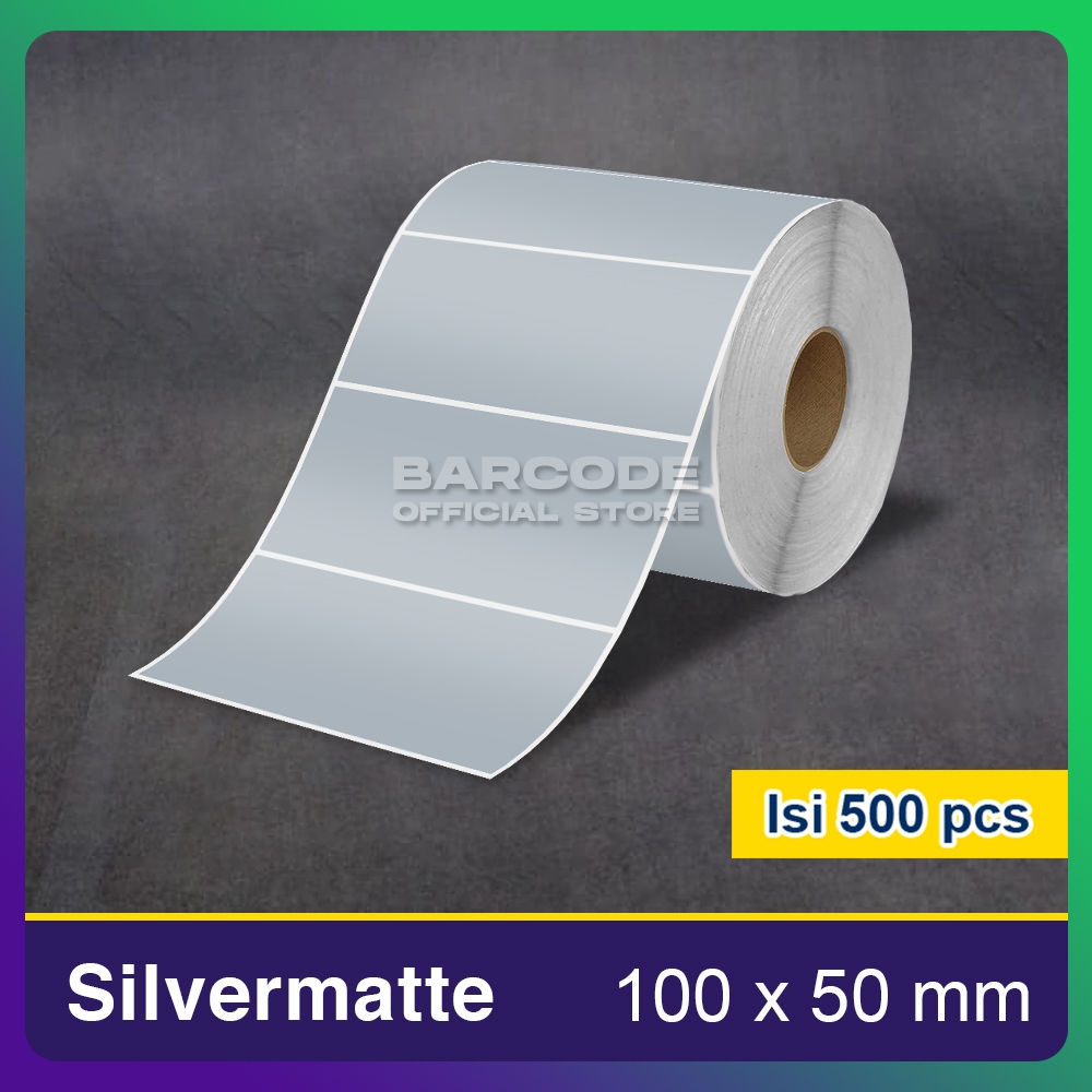 

Label Silver Matte 100x50mm 100x50 Stiker Barcode 100 x 50 mm Silvermate isi 500 Pcs