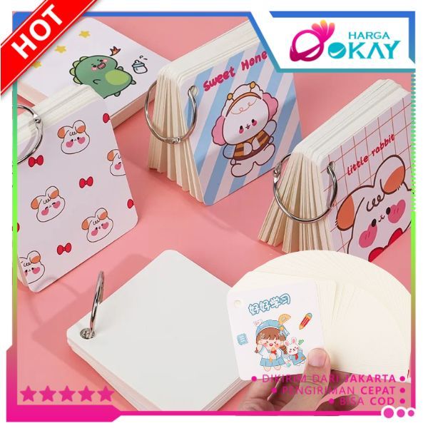 

HO Notebook Ring Mini Isi 80 Lembar Buku Note Gantung Karakter Lucu Sticky Note Lucu Notepad Dengan Gantungan DIY Book 80Lembar Buku Catatan Memo Karakter
