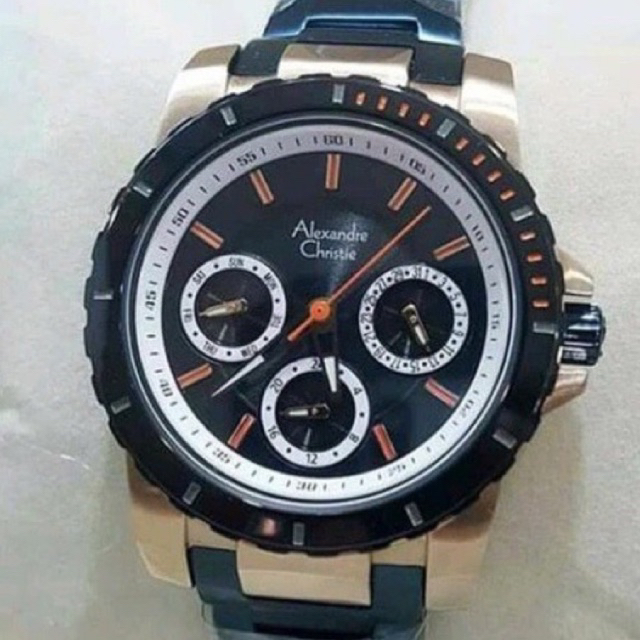 Jam Tangan Preloved Alexander Christie Tali Rantai Gold Navy