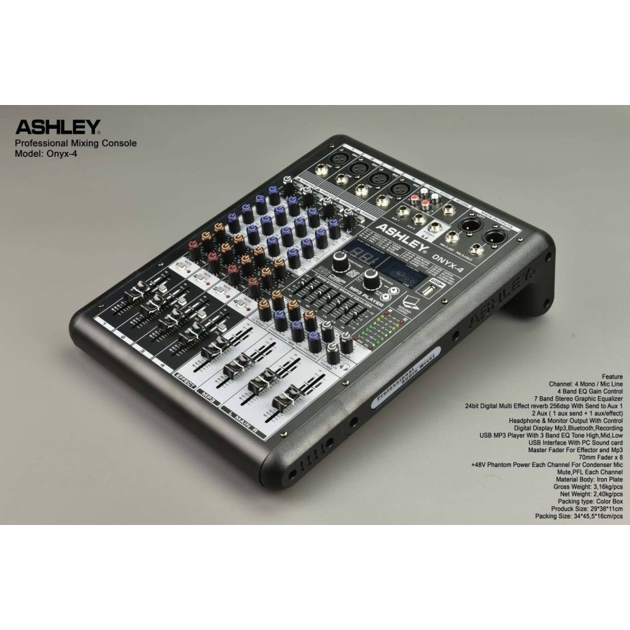 Mixer Recording 4 channel Ashley NEW ONYX 4 Like MDX 4 tone 3 aux USB Audio Interface PC