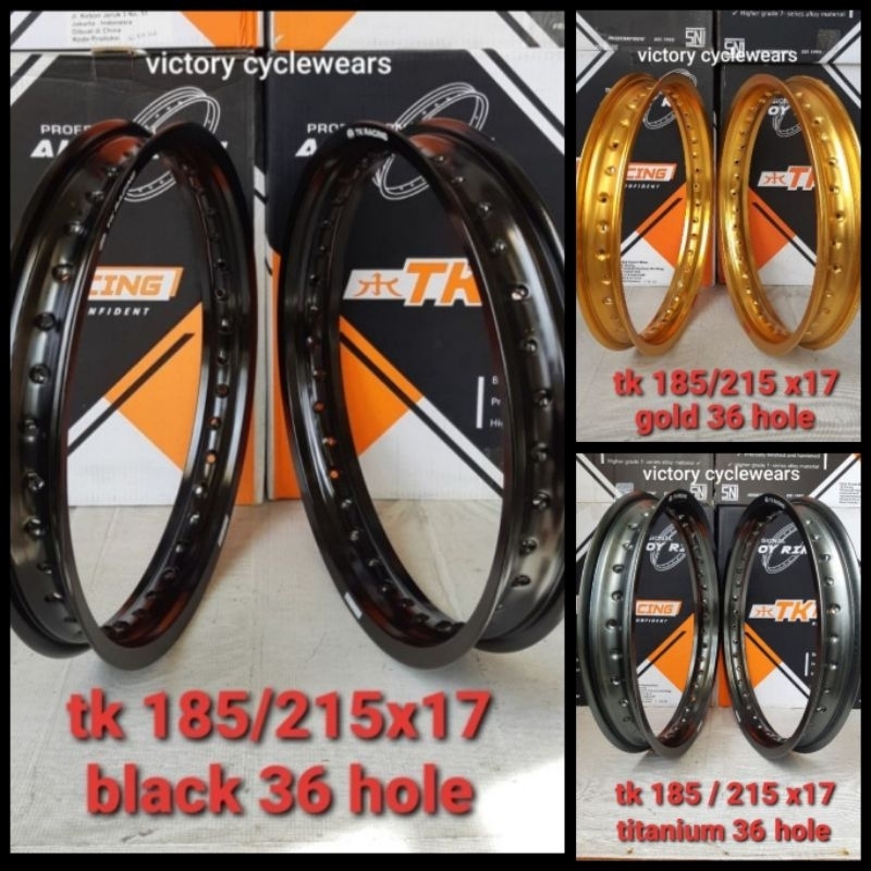 VELG TK RACING 185X17 / 215X17 TITANIUM / GOLD / BLACK KILAT (HARGA SEPASANG 2PC) ORIGINAL