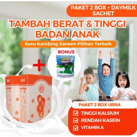 

PROMO !!! URRA Susu Kambing Saneen Untuk Penambah Berat Badan & Tinggi Badan Anak - 2 Box (Free 1 Daymilk Sachet)