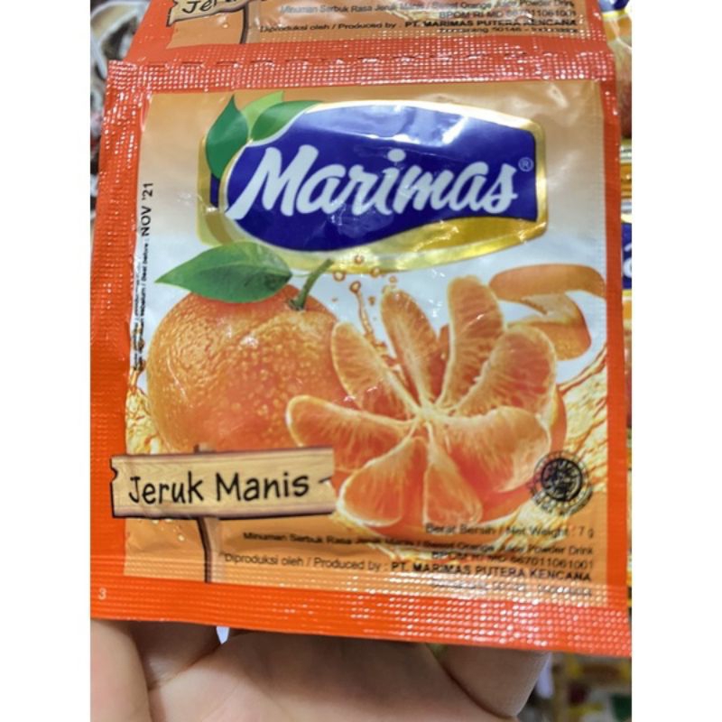 

minuman sachet , minuman serbuk , marimas per renceng isi 10 bks