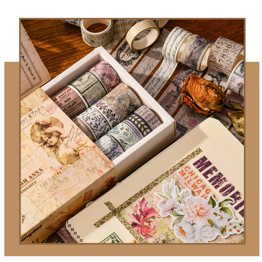 

ATH 20 Rolls WASHI TAPE BOX VINTAGE COLOURFUL AESTHETIC Washi Tape Decor Jurnal Dekor Masking Tape