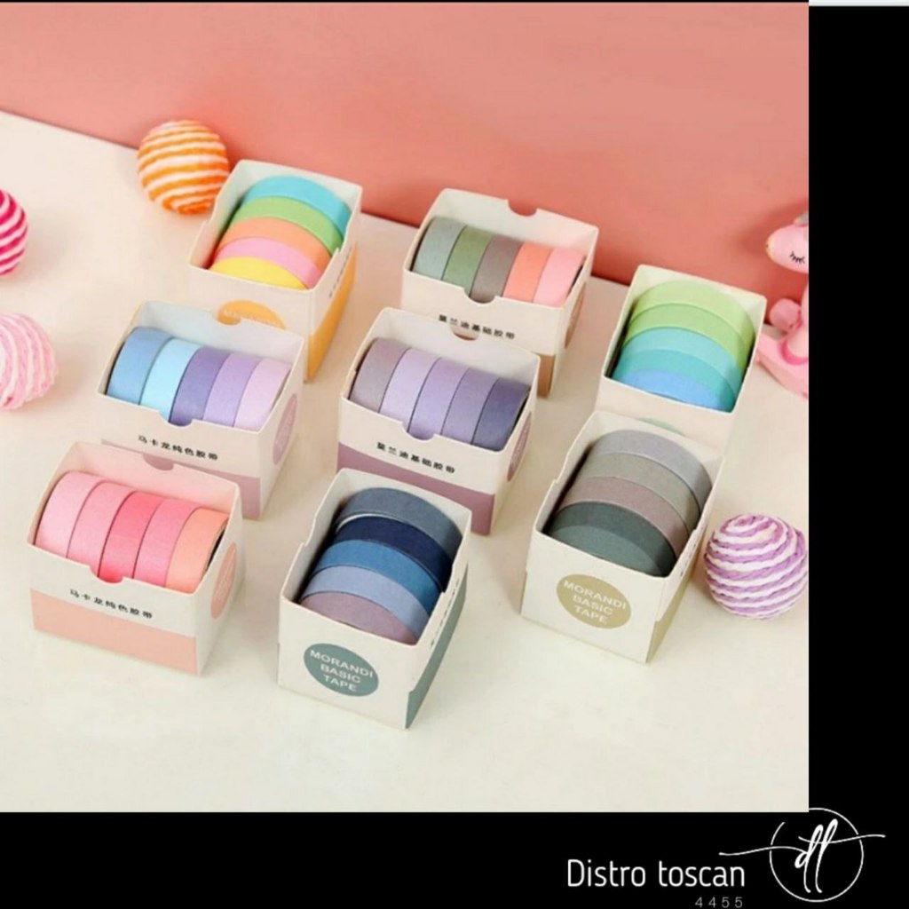 

Masking Tape Set 5 Pcs Essensial Collection isi 5 selotip Washi Tape - Warna Gelap