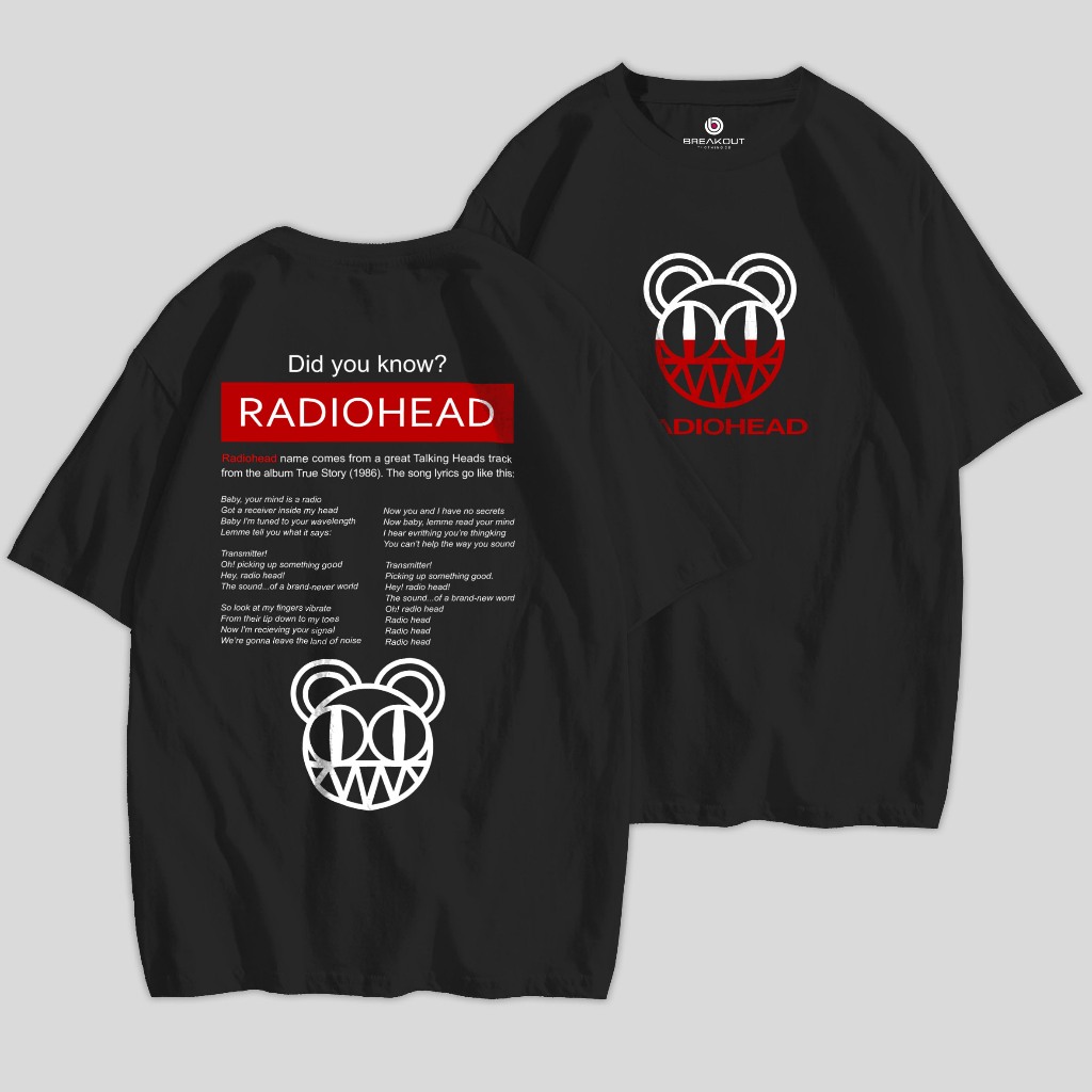 kaos band radiohead  tshirt radiohead kaos musik kaos metal