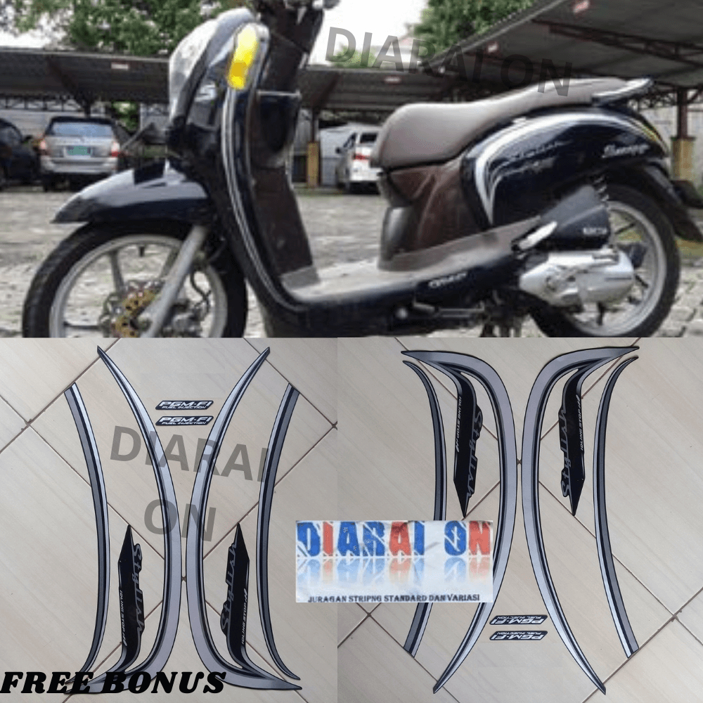 Striping Stiker Honda Scoopy 2016 Stylish - Scoopy Stylish Hitam Murah