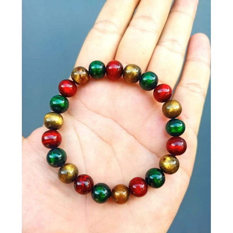 Gelang/tasbih Akar Tali arus 7-8mm warna kombinasi,tipe Tali karet