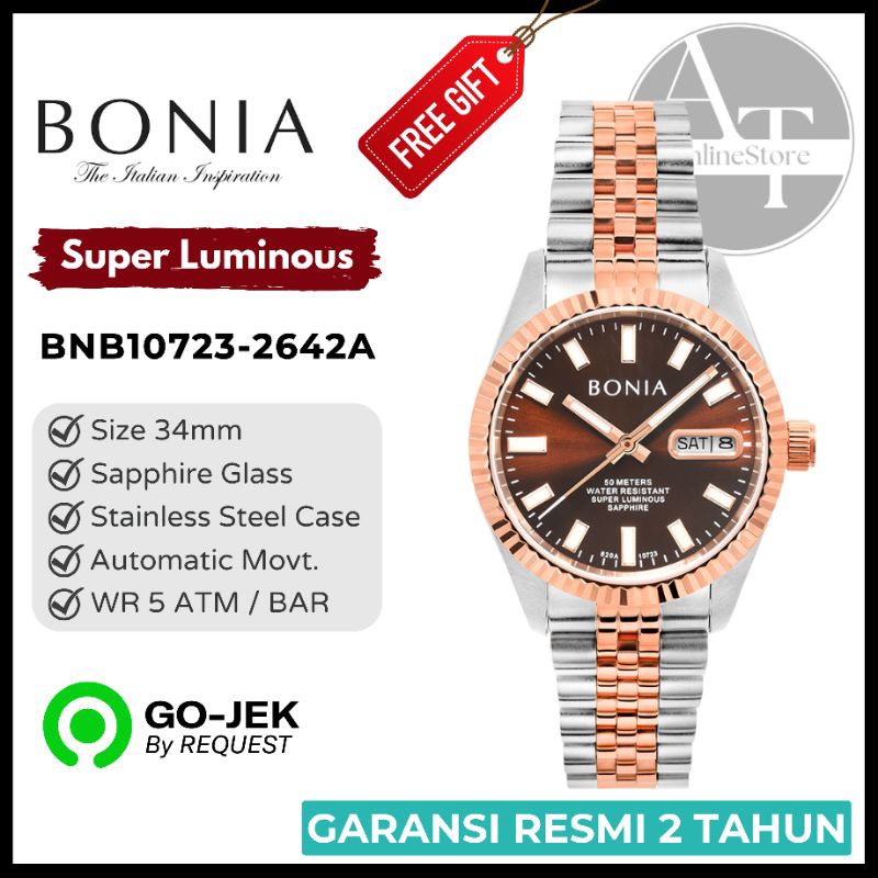 Jam Tangan Wanita Automatic Bonia B10723-2642A BNB10723 Sapphire ORIGINAL Resmi