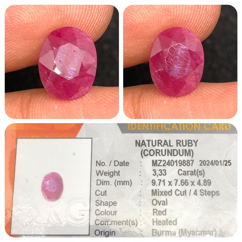 Natural Red Ruby Burma KGL Lab