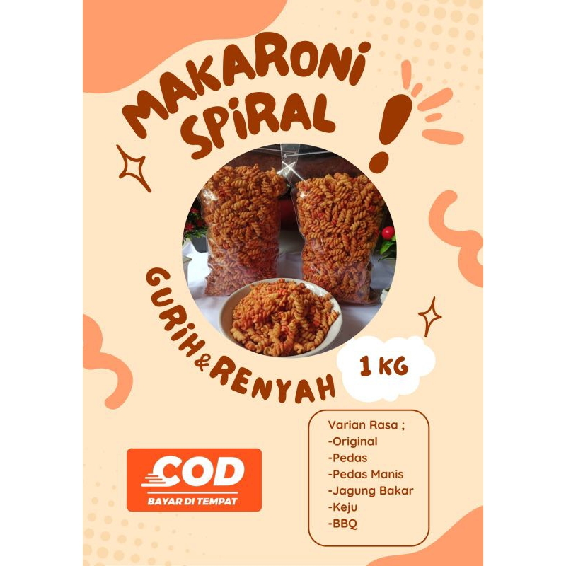 

Macaroni Makaroni Spiral Renyah 1000gram ( 1kg ) Varian Rasa