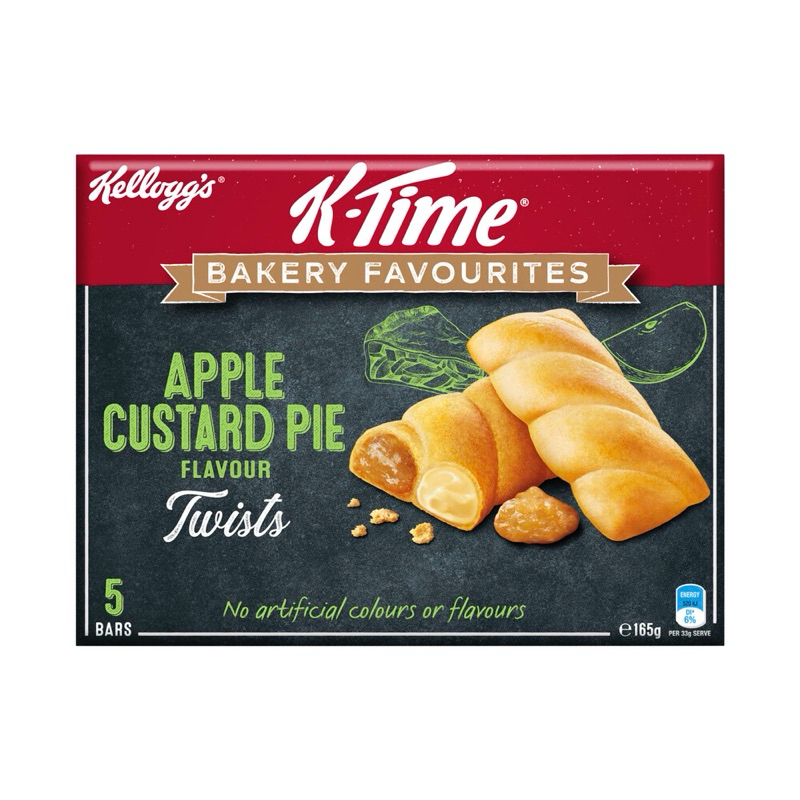 

Kellogg's K-Time Bakery Favourites Apple Custard Pie Flavour Snack Bars 5 Pack | 165g - Australia